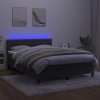 Box spring postel s matrací a LED 140x190 cm samet [3134583] (Barva Tmavě moddrá)