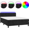 Box spring postel s matrací a LED 140x190 cm samet [3134583] (Barva Tmavě moddrá)
