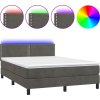 Box spring postel s matrací a LED 140x190 cm samet [3134340] (Barva Tmavě šedá)