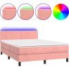 Box spring postel s matrací a LED 140x190 cm samet [3134340] (Barva Tmavě šedá)