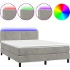 Box spring postel s matrací a LED 140x190 cm samet [3134340] (Barva Tmavě šedá)