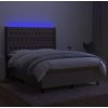 Box spring postel s matrací a LED 140x190 cm textil [3138550] (Barva Tmavě šedá)