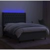 Box spring postel s matrací a LED 140x190 cm textil [3138550] (Barva Tmavě šedá)