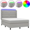 Box spring postel s matrací a LED 140x190 cm textil [3138550] (Barva Tmavě šedá)