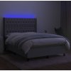 Box spring postel s matrací a LED 140x190 cm textil [3138550] (Barva Tmavě šedá)