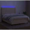 Box spring postel s matrací a LED 140x190 cm textil [3138550] (Barva Tmavě šedá)