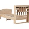 Postel s knihovnou bez matrace 100x200 cm masivní borovice [3323158] (Barva Přírodní)