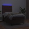 Box spring postel s matrací a LED 100x200 cm umělá kůže [3135868] (Barva Bílá)