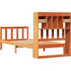 Postel s knihovnou bez matrace 100x200 cm masivní borovice [3321759] (Barva Voskově hnědá)