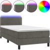 Box spring postel s matrací a LED 100x200 cm samet [3134328] (Barva Tmavě šedá)