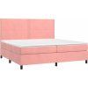 Box spring postel s matrací a LED 200x200 cm samet [3136083] (Barva Světle šedá)
