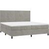 Box spring postel s matrací a LED 200x200 cm samet [3136083] (Barva Světle šedá)