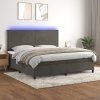 Box spring postel s matrací a LED 200x200 cm samet [3136083] (Barva Světle šedá)