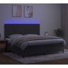 Box spring postel s matrací a LED 200x200 cm samet [3136083] (Barva Světle šedá)
