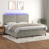Box spring postel s matrací a LED 200x200 cm samet [3136083] (Barva Světle šedá)