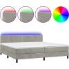 Box spring postel s matrací a LED 200x200 cm samet [3134363] (Barva Světle šedá)