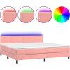 Box spring postel s matrací a LED 200x200 cm samet [3134363] (Barva Světle šedá)