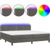 Box spring postel s matrací a LED 200x200 cm samet [3134363] (Barva Světle šedá)