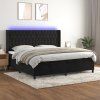 Box spring postel s matrací a LED 200x200 cm samet [3139767] (Barva Tmavě moddrá)