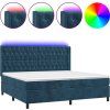 Box spring postel s matrací a LED 200x200 cm samet [3139767] (Barva Tmavě moddrá)