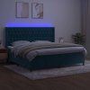 Box spring postel s matrací a LED 200x200 cm samet [3139767] (Barva Tmavě moddrá)