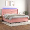 Box spring postel s matrací a LED 200x200 cm samet [3139767] (Barva Tmavě moddrá)