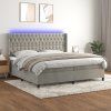 Box spring postel s matrací a LED 200x200 cm samet [3139767] (Barva Tmavě moddrá)