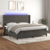 Box spring postel s matrací a LED 200x200 cm samet [3139767] (Barva Tmavě moddrá)