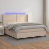 Box spring postel matrace a LED 180x200cm umělá kůže [3139337] (Barva Černá)