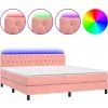 Box spring postel s matrací a LED 180x200 cm samet [3134597] (Barva Světle šedá)