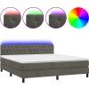 Box spring postel s matrací a LED 180x200 cm samet [3134597] (Barva Světle šedá)
