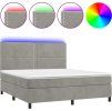 Box spring postel s matrací a LED 160x200 cm samet [3136071] (Barva Světle šedá)