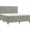 Box spring postel s matrací a LED 160x200 cm samet [3136071] (Barva Světle šedá)