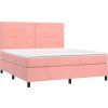 Box spring postel s matrací a LED 160x200 cm samet [3136071] (Barva Světle šedá)