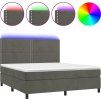 Box spring postel s matrací a LED 160x200 cm samet [3136071] (Barva Světle šedá)