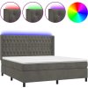 Box spring postel s matrací a LED 160x200 cm samet [3139752] (Barva Tmavě šedá)