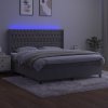 Box spring postel s matrací a LED 160x200 cm samet [3139752] (Barva Tmavě šedá)