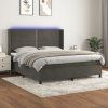 Box spring postel s matrací a LED 160x200 cm samet [3139511] (Barva Světle šedá)