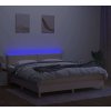Box spring postel s matrací a LED 160x200 cm textil [3133650] (Barva Krémová)