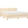 Box spring postel s matrací a LED 160x200 cm textil [3133650] (Barva Krémová)
