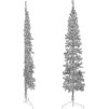 Úzký umělý poloviční vánoční stromek se stojanem 240 cm [344598] (Barva Stříbrná)