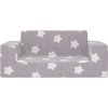 2místná dětská pohovka měkký plyš [4104778] (Barva Světle šedá a bílá)