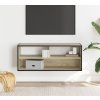 TV skříňka 100 x 31 x 39,5 cm kompozitní dřevo a kov [848936] (Barva Kouřový dub)