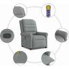 Masážní polohovací křeslo textil [4015647] (Barva Tmavě šedá)