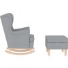 Houpací křeslo s podnožkou textil [3307997] (Barva Světle šedá)