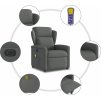 Elektrické masážní polohovací křeslo textil [3303124] (Barva Světle šedá)