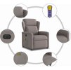 Elektrické masážní polohovací křeslo textil [3303124] (Barva Světle šedá)