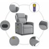 Elektrické masážní polohovací křeslo textil [3303124] (Barva Světle šedá)