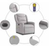 Elektrické masážní polohovací křeslo textil [3303193] (Barva Obláčkově šedá)