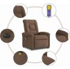 Elektrické masážní polohovací křeslo textil [3303248] (Barva Hnědá)